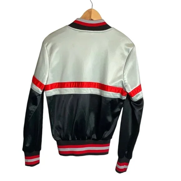 Vintage Y2K Bonnie Sportswear Nylon Full Zip Track Bomber Jacket Gray Black Sz S - Picture 4 of 5